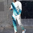thumbnail image 1 of Wavsuf 2pcs Jogger Set Men Long Sweatsuits Sets for Mens Tight Shirt Sweatshirt and Sweatpants Sky Blue Size S, 1 of 7