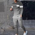 thumbnail image 1 of Wavsuf 2pcs Jogger Set Men Long Sweatsuits Sets for Mens Tight Stripe Shirt Sweatshirt and Sweatpants Dark Gray Size L, 1 of 7