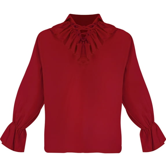 Wavsuf Big Mens Sweatshirts V-neck Turndown Vintage Casual Red Blouse Tops Size 3XL