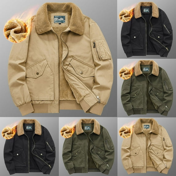 Wavsuf Bomber Jackets for Men Winter Jacket Lightweight for Men Coat Khaki Size M