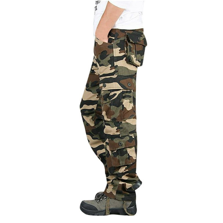 Wavsuf Camo Pants for Men Big and Tall with Pockets Khaki Pants Size 5XL
