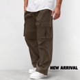 thumbnail image 1 of Wavsuf Cargo Pants for Men, Multi Pockets Casual Outdoor Straight Type Pleated Loose Fit Everyday Trousers Brown M, 1 of 7