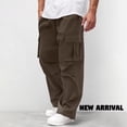 thumbnail image 1 of Wavsuf Cargo Pants for Men, Multi Pockets Casual Outdoor Straight Type Pleated Loose Fit Everyday Trousers Brown XL, 1 of 7