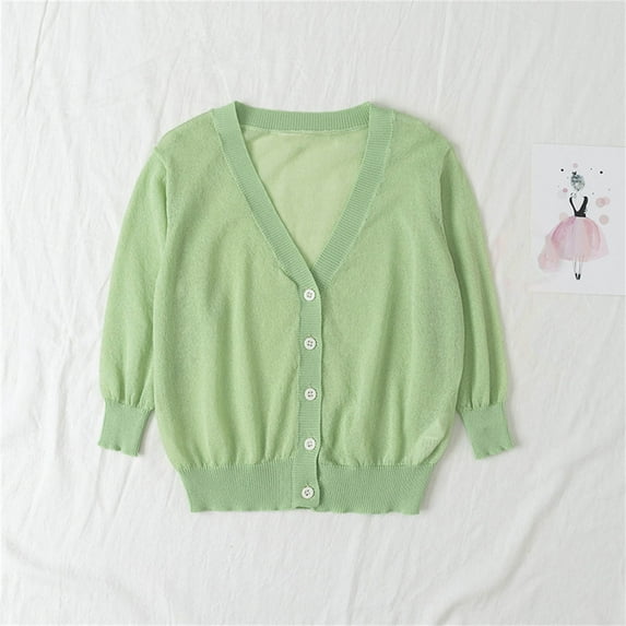 Wavsuf Children Coats for Girls And Boys Casual Long Sleeve Solid Thin Button Breathable Fall And Winter Green Jackets Size 18-24 Months