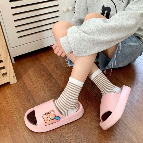 Wavsuf Cloud Slides for Women Indoor Cute Casual Summer Pink Slippers Size 36