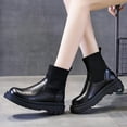thumbnail image 1 of Wavsuf Cowboy Boots for Women Wide Calf Chunky Breathable Short Ankle-High Winter Black Shoes Size 38, 1 of 9