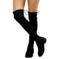 thumbnail image 1 of Wavsuf Cowgirl Boots for Women Western Winter with Fuzz Flat Knee High Black Shoes Size 42, 1 of 7