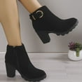 thumbnail image 1 of Wavsuf Cowgirl Boots for Women Wide Calf Oversized Round Toe Mid Calf Black Shoes Size 36, 1 of 4