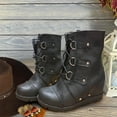 thumbnail image 1 of Wavsuf Cowgirl Boots for Women Wide Calf Round Toe Short Ankle-High Lace Up Black Shoes Size 41, 1 of 4
