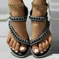 thumbnail image 1 of Wavsuf Flat Sandals for Women Casual Summer Black Sandals Shoes Size 5.5, 1 of 8