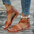 thumbnail image 1 of Wavsuf Flat Sandals for Women Casual Summer Wide Beach Brown Sandals Shoes Size 7, 1 of 8
