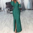 thumbnail image 1 of Wavsuf Formal Dresses for Women Long Sleeve Maxi Summer And Fall Clearance Green Dress Size XL, 1 of 6
