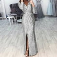thumbnail image 1 of Wavsuf Formal Dresses for Women Maxi Summer And Fall Long Sleeve Silver Dress Size S, 1 of 6