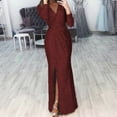 thumbnail image 1 of Wavsuf Formal Dresses for Women Maxi Summer And Fall Long Sleeve Clearance Wine Dress Size 2XL, 1 of 6