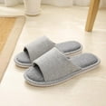 thumbnail image 1 of Wavsuf Fuzzy Slippers for Women Casual Summer Striped Anti-slip Linen Home Navy Slippers Size 41, 1 of 3