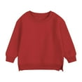 thumbnail image 1 of Wavsuf Girl Winter Pullover Kids Solid Color Sweatshirts Top Crew Neck Hoodless Sweatshirt Red Size 2 Years, 1 of 6