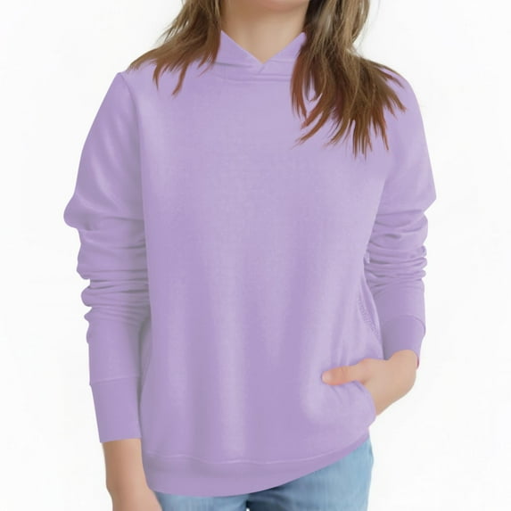 Wavsuf Half Zipper Sweatshirts Childrens Girls Boys Winter Solid Color Pullover Top Crew Neck Hoodless Sweatshirt Purple Size 11-12Years