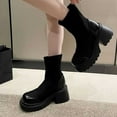 thumbnail image 1 of Wavsuf Hiking Boots for Women Wide Chunky Oversized Short Ankle-High Winter Black Shoes Size 36, 1 of 9