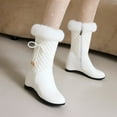 thumbnail image 1 of Wavsuf Hiking Boots for Women Wide Round Toe Mid Calf White Shoes Size 35, 1 of 9
