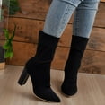 thumbnail image 1 of Wavsuf Hiking Boots for Women Wide Short Ankle-High Oversized Winter Black Shoes Size 37, 1 of 4