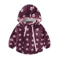 thumbnail image 1 of Cethrio Jackets for Children Girls Winter with Hood Printed Cartoon Zipper Windproof Wine Outwear Size 7-8 Years, 1 of 9