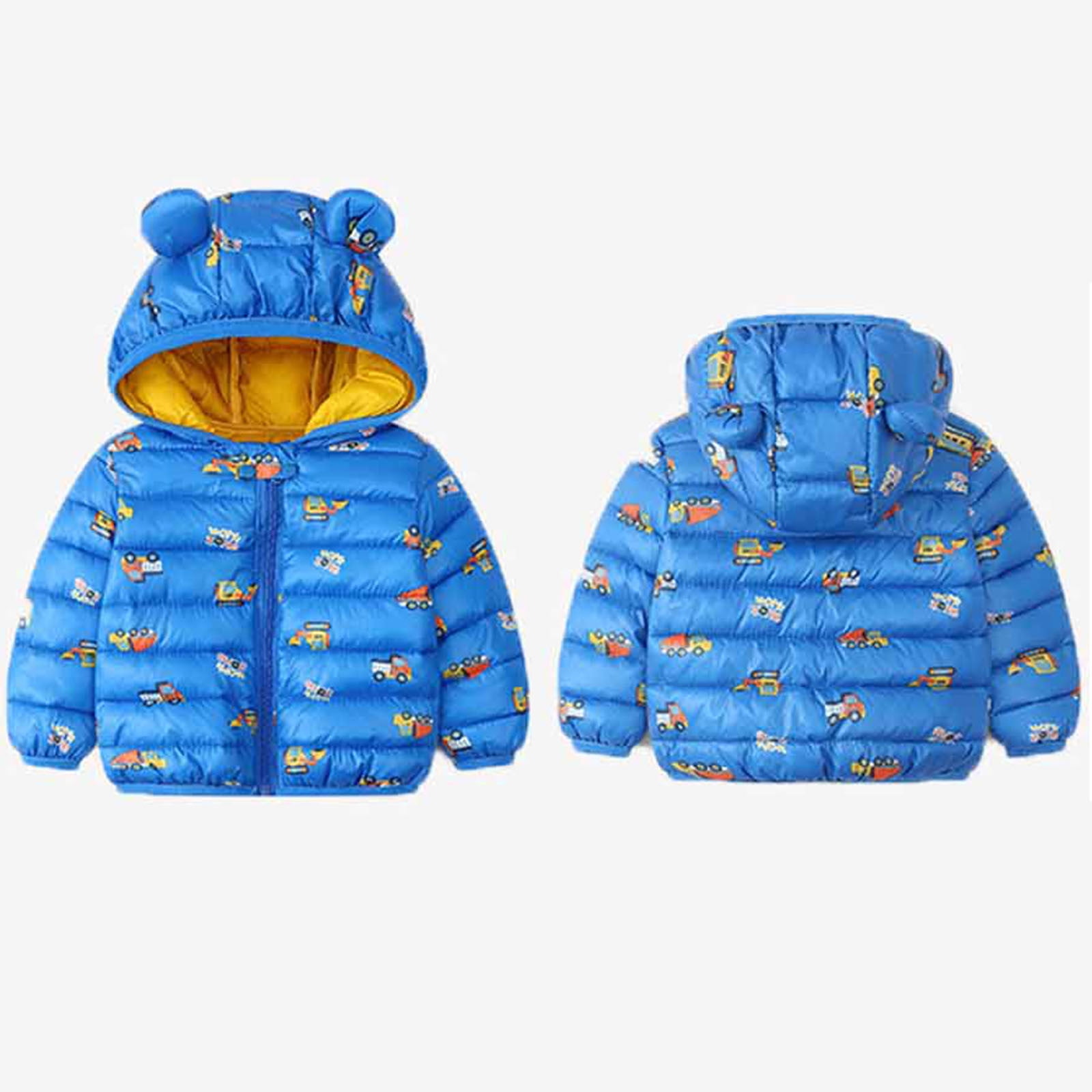 Wavsuf Jackets for Children Zipper Winter Boys and Girls with Hood Blue ...