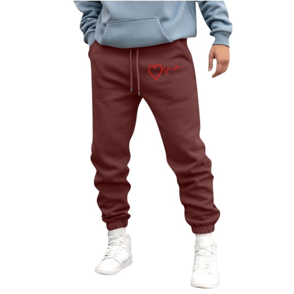 Wavsuf Joggers for Men Wine Drawstring Sweatpants Pockets for Mens Motion Casual Jogger Pants Wine Size XL