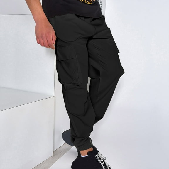 Wavsuf Jogging Pants for Men with Pockets Black Pants Size XL