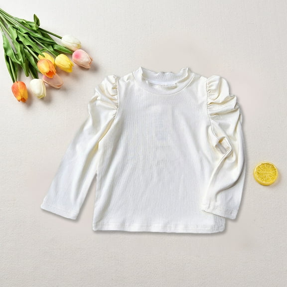 Wavsuf Kids Long Sleeve T-Shirt Spring Pullover Beige Tops Size 130