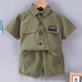 thumbnail image 1 of Wavsuf Kids Sets Boy Comfort Short Sleeve Shorts Solid Green Outfits Set Size 3-4 Years, 1 of 9