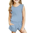thumbnail image 1 of Wavsuf Kids Sets Clothes Girls Shorts Comfort Sleeveless Solid Cotton Blue Outfits Set Size 5-6 Years, 1 of 9