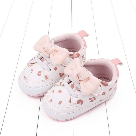 Wavsuf Kids Shoes Boys and Girl Casual Winter Bow Breathable Soft Bottom Pink Toddler Shoes Size 6-8 Months