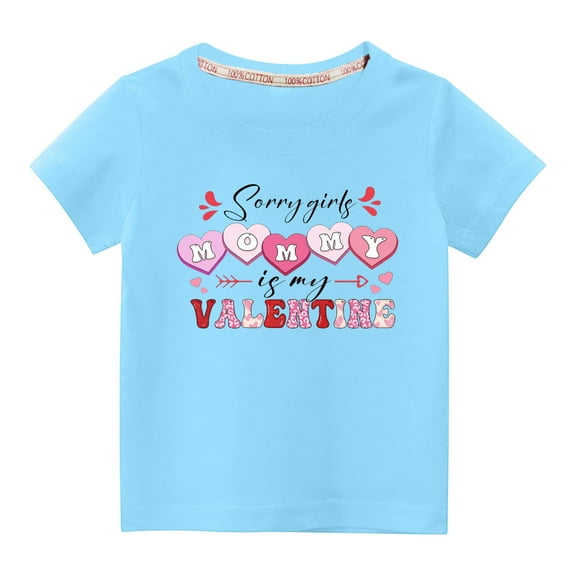 Wavsuf Kids Short Sleeve T-Shirt Solid Printed Casual Summer Blue Shirts Size 5 Years