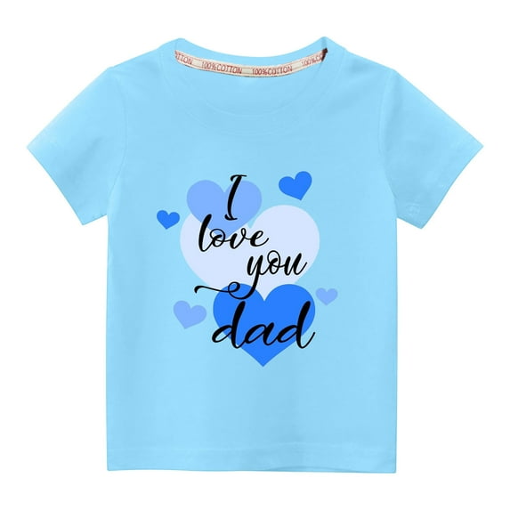 Wavsuf Kids Short Sleeve T-Shirt Solid Printed Casual Summer Blue Shirts Size 9 Years