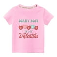 thumbnail image 1 of Wavsuf Kids Short Sleeve T-Shirt Summer Solid Printed Casual Pink Shirts Size 7 Years, 1 of 4