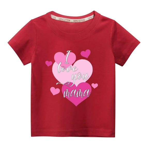 Cethrio Kids Short Sleeve T-Shirt Summer Solid Printed Casual Red Shirts Size 4 Years