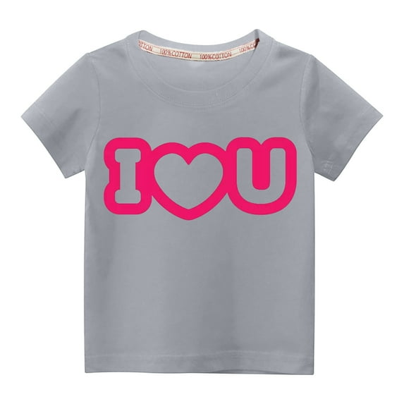 Wavsuf Kids T-Shirts Boy and Girl Summer Solid Printed Casual Gray Shirts Size 3 Years