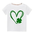 thumbnail image 1 of Wavsuf Kids T-Shirts Clearance Summer Printed Casual St.Patrick's Day White Shirts Size 7 Years, 1 of 3