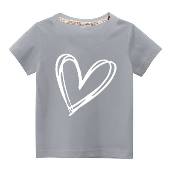 Wavsuf Kids T-Shirts Girls Printed Casual Summer Gray Shirts Size 7 Years