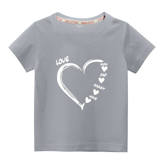 Wavsuf Kids T-Shirts Girls Solid Printed Casual Summer Gray Shirts Size 4 Years
