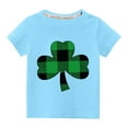 thumbnail image 1 of Wavsuf Kids T-Shirts Girls Summer Printed Casual St.Patrick's Day Blue Shirts Size 9 Years, 1 of 3