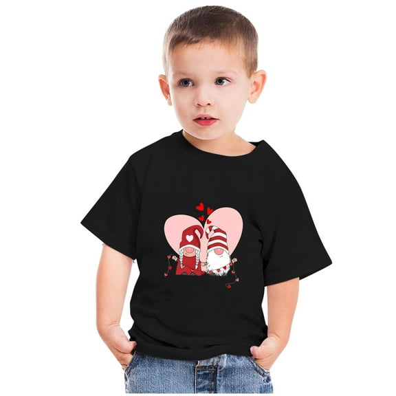 Wavsuf Kids T-Shirts for Boys Printed Crew Neck Casual Summer Black Shirts Size 4-5 Years
