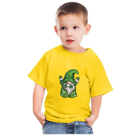 Cethrio Kids T-Shirts for Boys Printed Crew Neck Casual Summer Yellow Shirts Size 5-6 Years