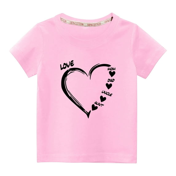 Wavsuf Kids T-Shirts for Boys Solid Printed Casual Summer Pink Shirts Size 3 Years