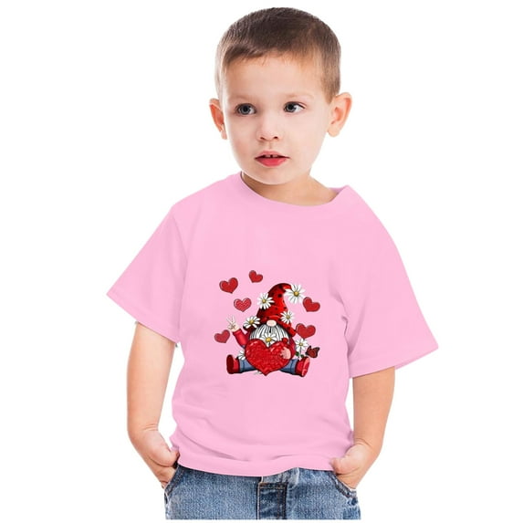 Wavsuf Kids T-Shirts for Boys Summer Printed Crew Neck Casual Pink Shirts Size 3-4 Years
