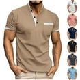 thumbnail image 1 of Wavsuf Men Lapel polo Shirt Soft Pique Polos for Mens Fashionable Button Stand-Up Collar T Shirt Khaki Size L, 1 of 6