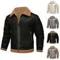 thumbnail image 1 of Wavsuf Men's Leather Jacket Winter Jackets Heavyweight for Men Coat Khaki Size 2XL, 1 of 10