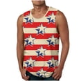 thumbnail image 1 of Wavsuf Men's Print Tank Top Independance Day Crew Neck Sleeveless Casual Sports Yellow T-shirt Tank Size S, 1 of 4