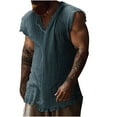 thumbnail image 1 of Wavsuf Men's Solid Tank Top Casual Sleeveless V-neck Sports Blue T-shirt Tank Size M, 1 of 5