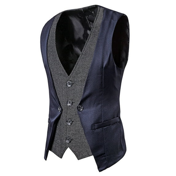 Wavsuf Men's Solid Tank Top Sleeveless Casual Sports V-neck Navy Slim Fit Vest Size L